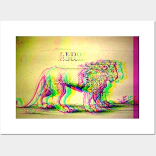 Lion Antique Engraving Glitch Ver. Posters and Art